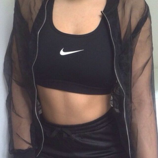 Nike Black Halter Sports Bra, Women's Fashion, Activewear on Carousell