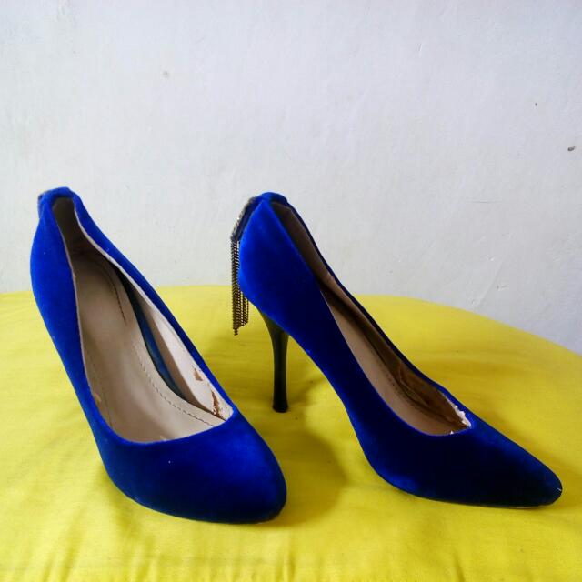 Sepatu Hak Size 37 Warna Biru Impor Fesyen Wanita Sepatu Di Carousell