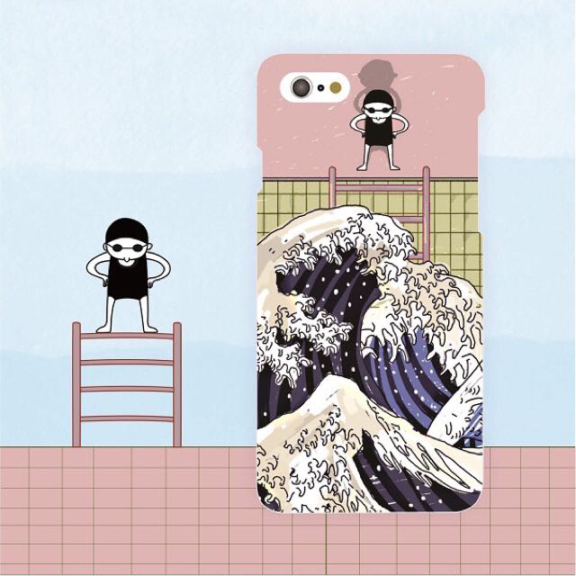 The Big Dive Phone Case Iphone 5 6 7 Plus Pink Grid Waves Swim Water Sea Blue Mobile Phones Tablets Mobile Tablet Accessories On Carousell