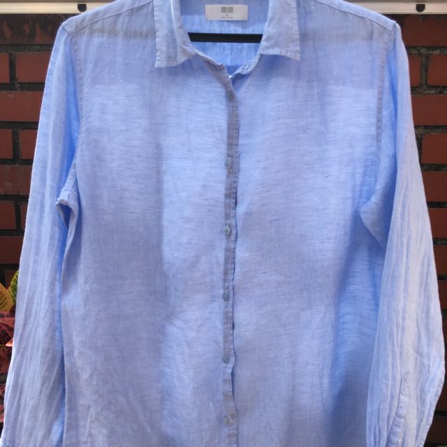 UNIQLO - Baby Blue Shirt, Women's Fashion, Tops, Shirts on Carousell