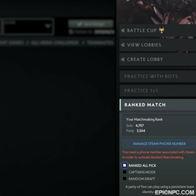 DotA 2 matchmaking lobby