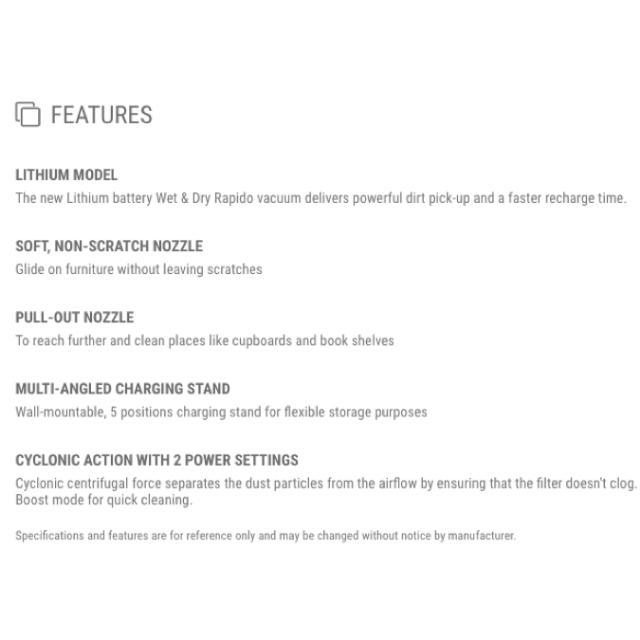 Electrolux ZB6106WD Rapido Wet & Dry Handheld Vacuum Cleaner, TV