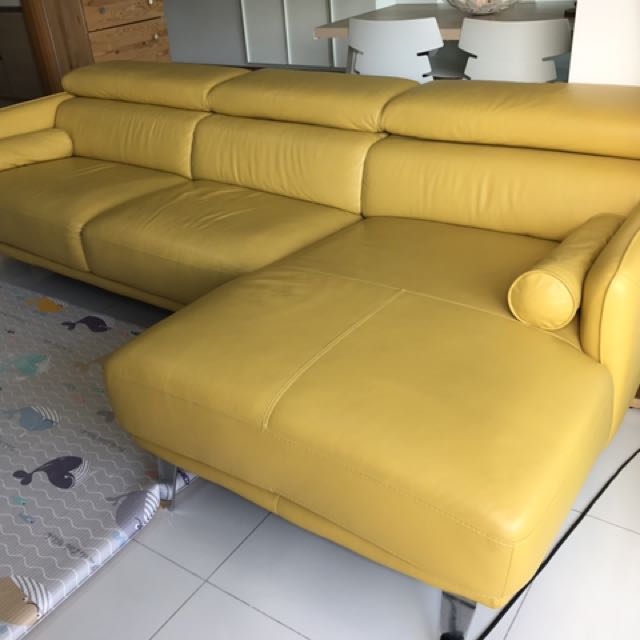Full Leather Sofa Mustard Colour