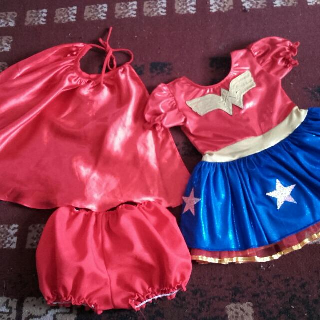 Wonderwoman Costume Suit Fit To 1 To 2 Years Old Babies Kids Girls Apparel On Carousell