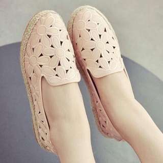 Flowery Pink Flat Shoes