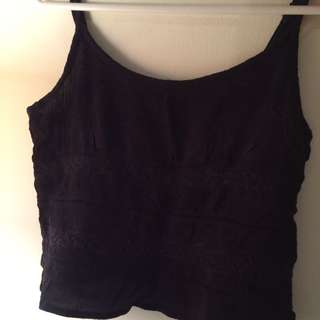 Sportsgirl Croptop Black Lacy Top Small