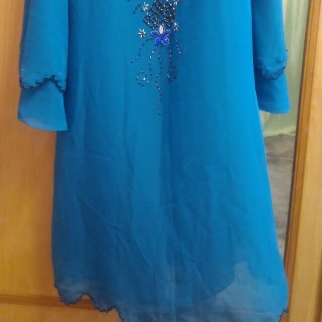 Baju Raya Baju Kurung Hijau Turquoise, Women's Fashion, Dresses & Sets
