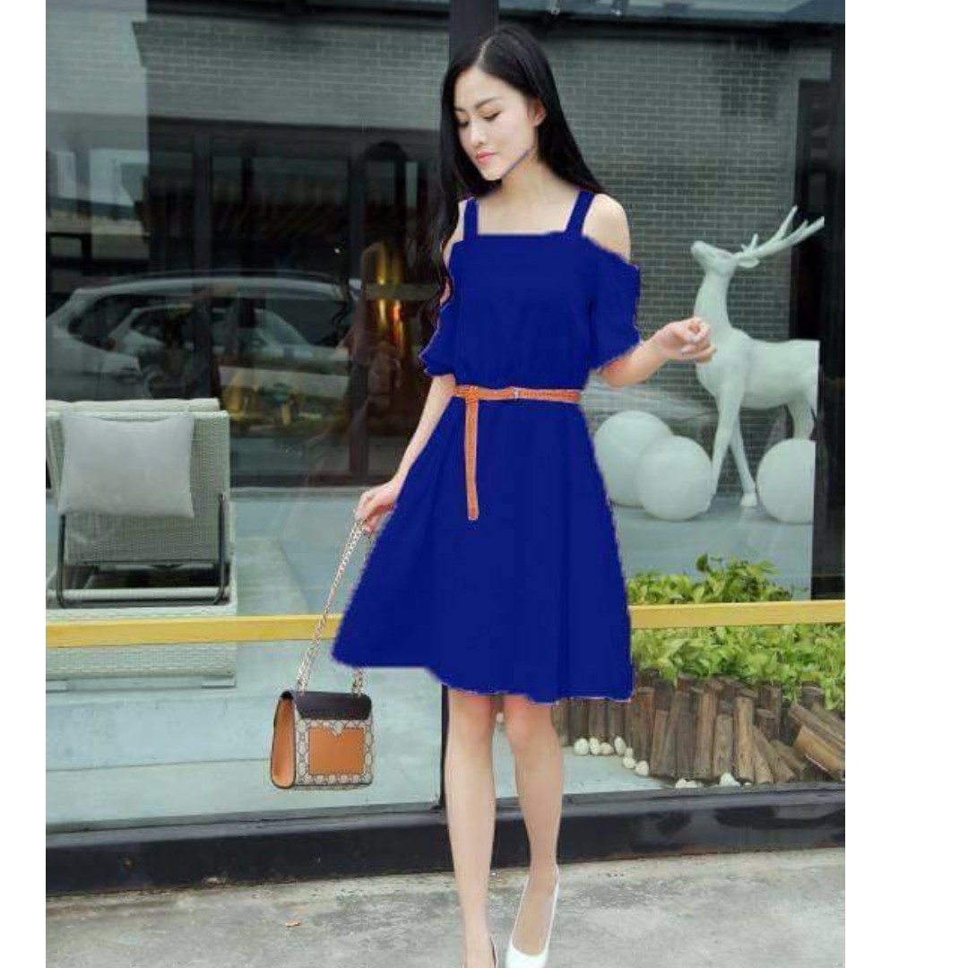 Off shoulder dress with belt clearance