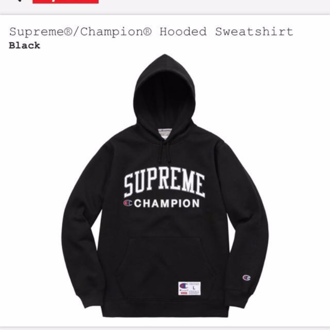 Supreme champion black top hoodie