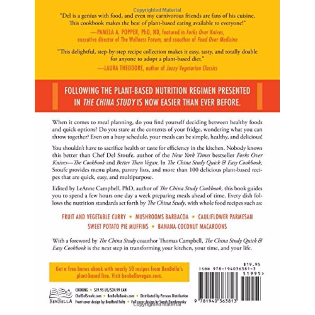 The China Study Quick Easy Cookbook Cook Once Eat All Week With Whole Food Plant Based Recipes Books Stationery Fiction On Carousell