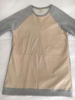 ZULU & ZEPHYR Dress Cotton Camel Grey Leather Mini Sweater 8