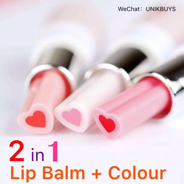 2in1 Heartshaped Lipstick Lip balm Lipgloss, Beauty & Personal Care