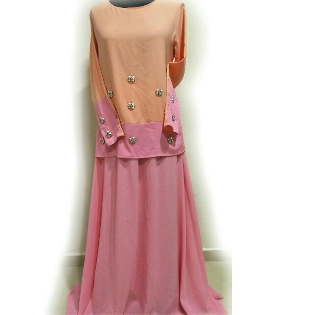 Baju Kurung 2 Tone For Hari Raya Women S Fashion Muslimah Fashion On Carousell