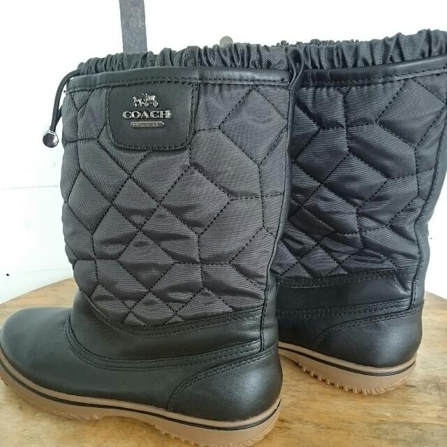 Black Coach New York Winter Boots Women S Fashion Shoes On Carousell