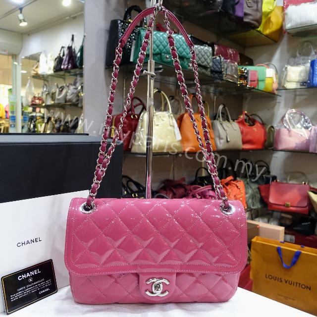 Chanel Pink Patent Leather Coco Shine Medium Flap Bag, Luxury, Bags &  Wallets on Carousell