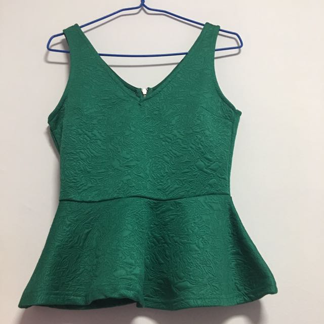 green peplum shirt