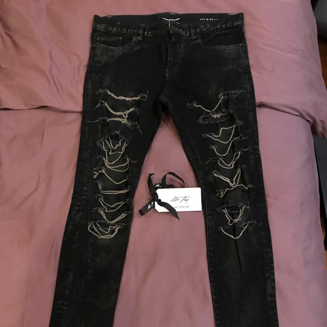 saint laurent chain jeans