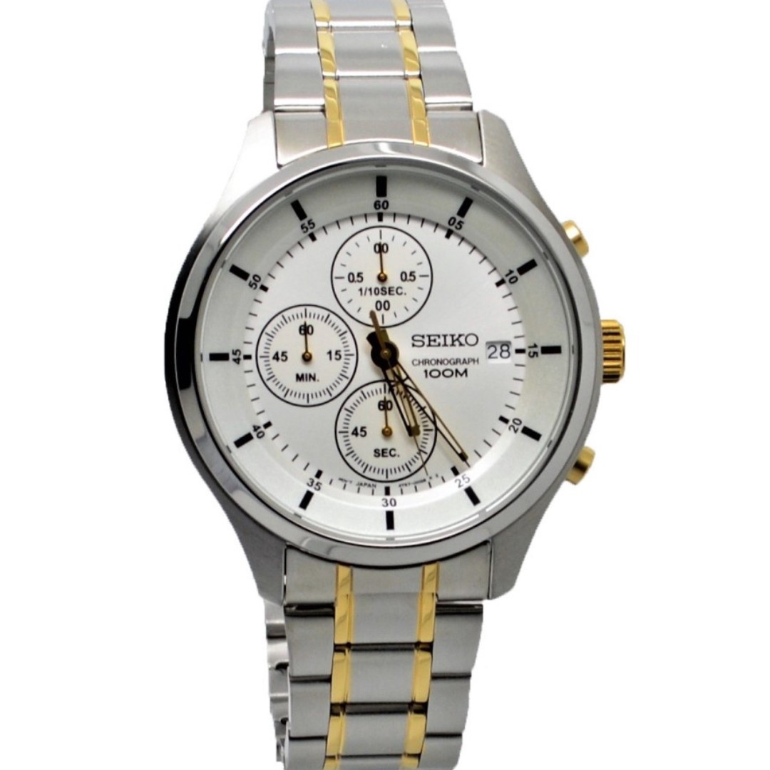 seiko chronograph 100m white