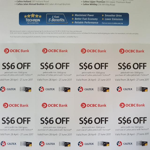 Caltex Petrol Voucher For Ntuc Ocbc Plus Visa Card Entertainment