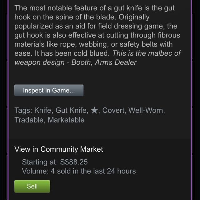Csgo Gut Knife Blue Steel Well Worn Toys Games Video Gaming Video Games On Carousell