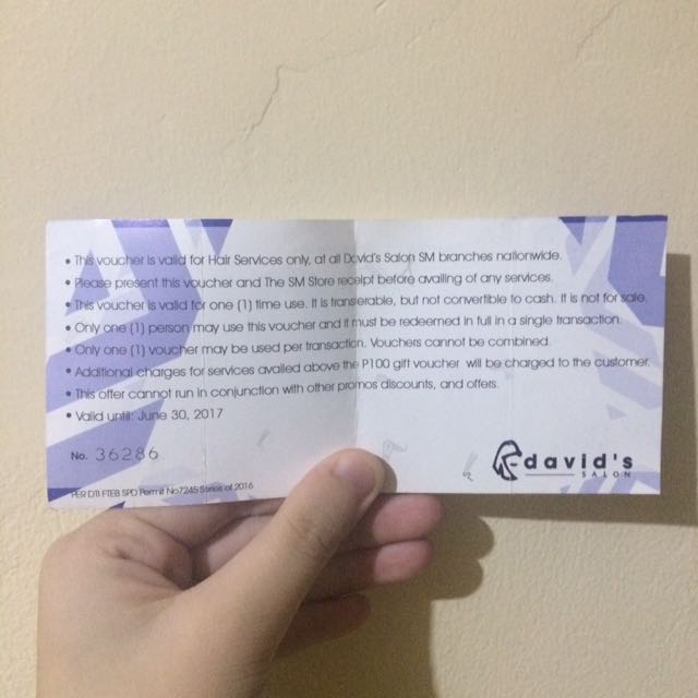 David's Salon gc (Category: Store Credits) located in Quezon City. Submitted by bukoool (Listing ID 102604456, Image 2). Description: .