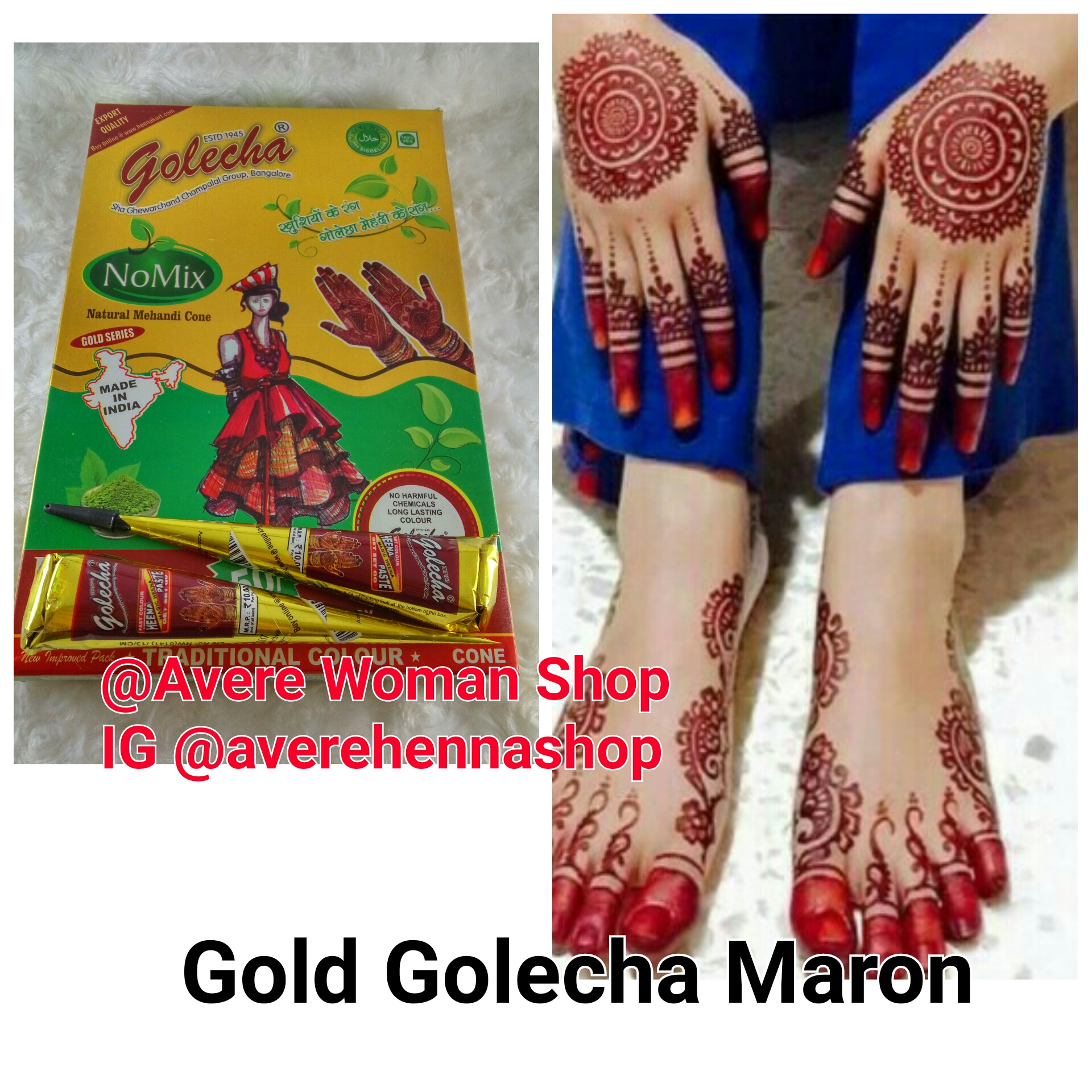 HENNA GOLECHA INAI MERAH MARON ATAU HITAM HALAL Health Beauty