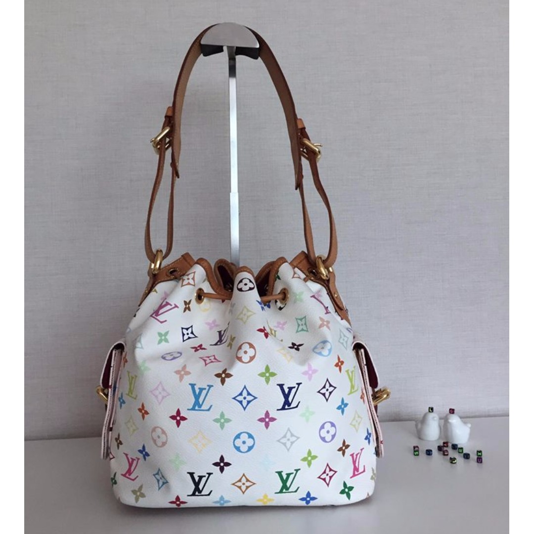 Louis Vuitton Monogram Multicolor Petit Noe Shoulder Bag M42229 White