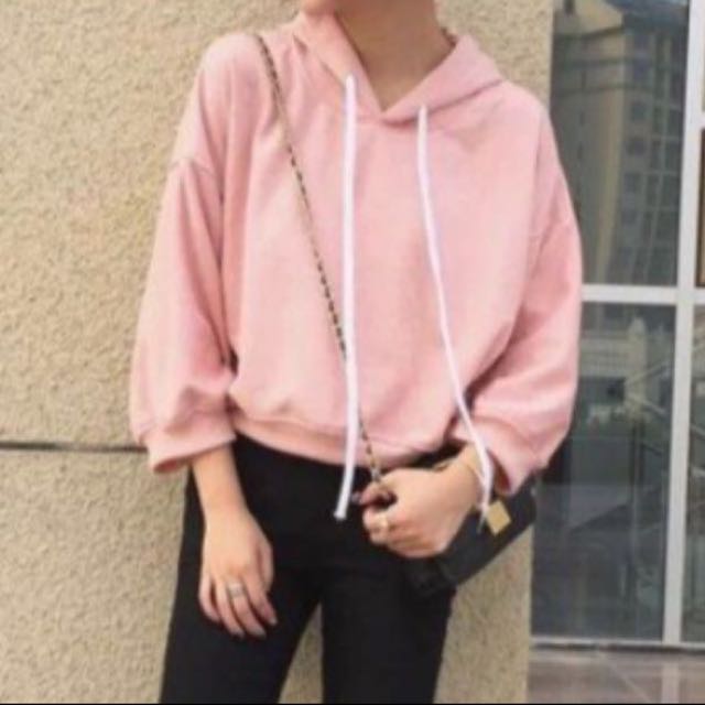 Hoodie baby pink crop top 2025