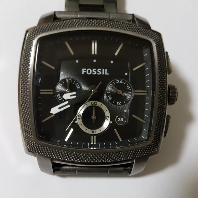 Fossil Square Dial Chronograph Date Watch With Metal Bracelet