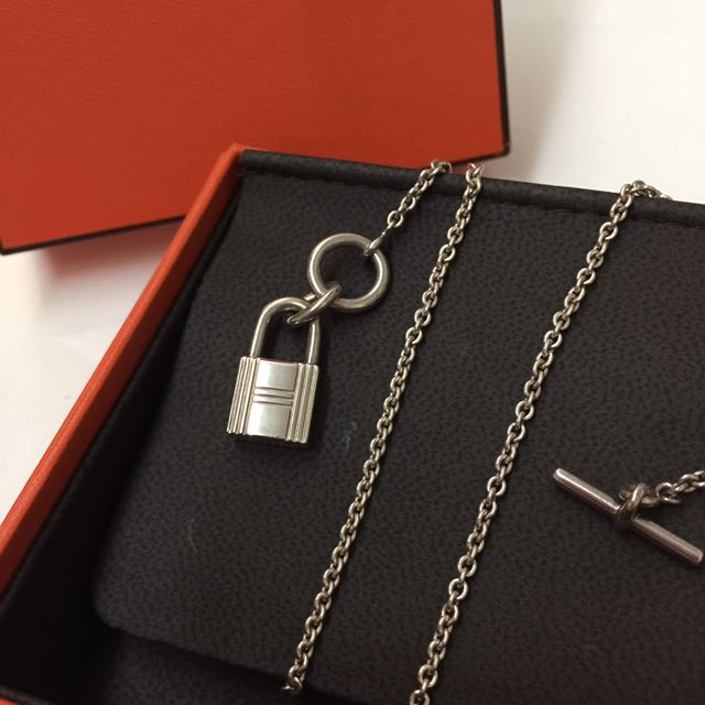 Silver Cadenas Kelly Lock Necklace by Hermes