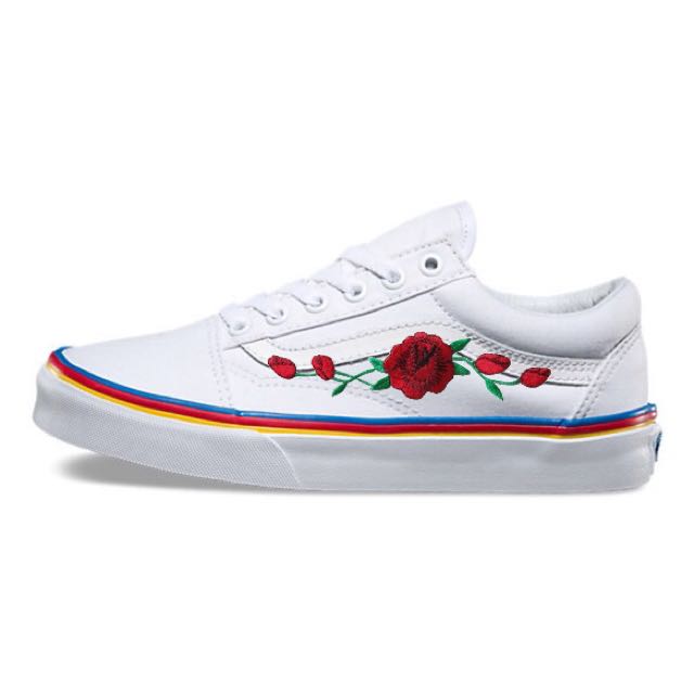 vans with roses white