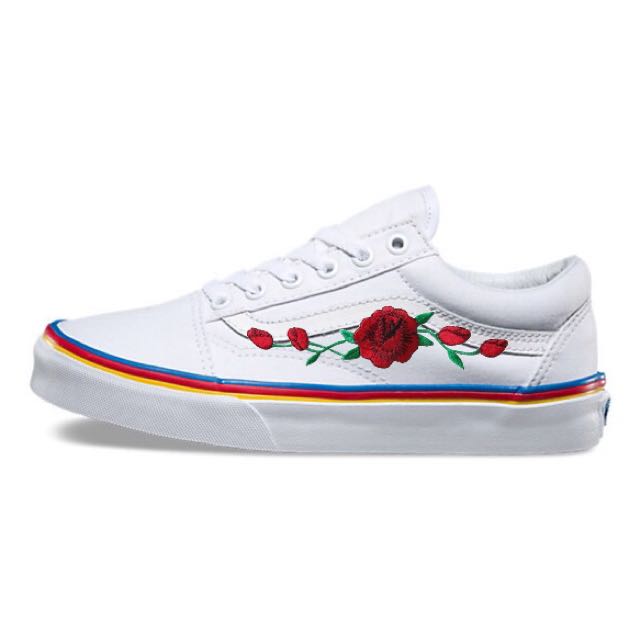 rainbow white vans