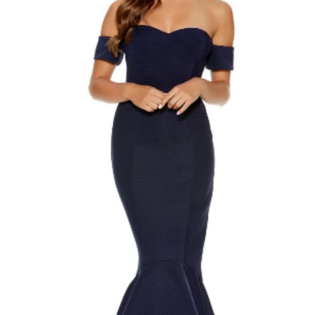 quiz navy fishtail dress