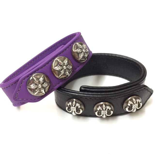 NEW RARE Purple Chrome Hearts Leather Bracelet