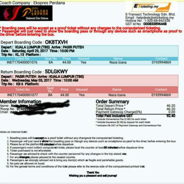 Tiket Bas Untuk Di Let Go