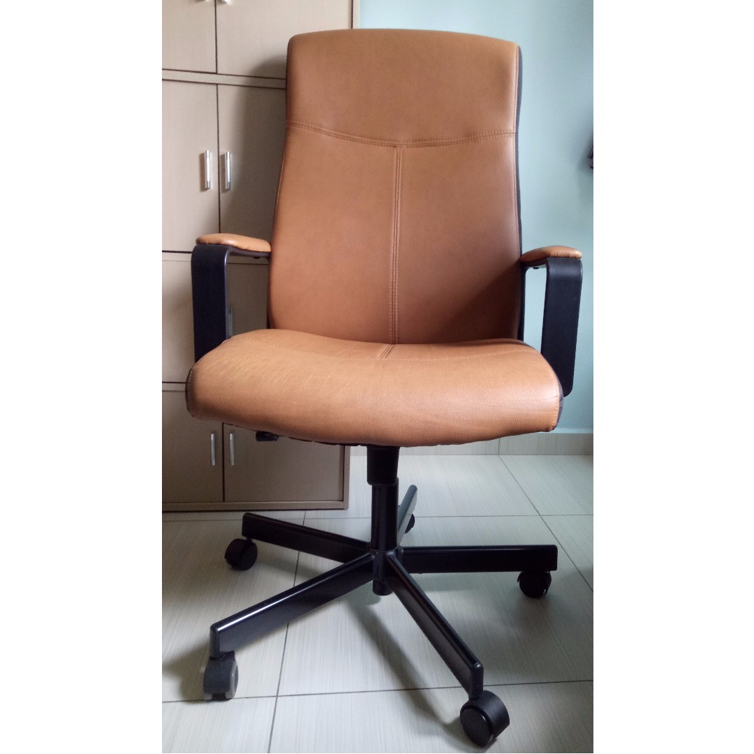 [15 FAST DEAL ONLY] Brown IKEA MILLBERGET Leather Swivel Office Chair