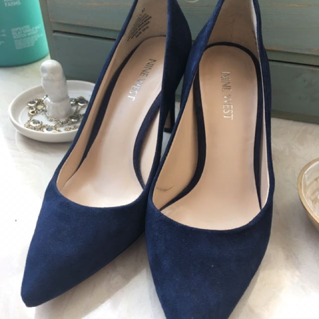 nine west blue suede heels
