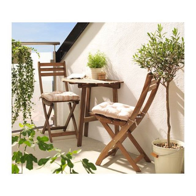 Outdoor Ikea Set 2 Chairs Half Table Foldable Furniture