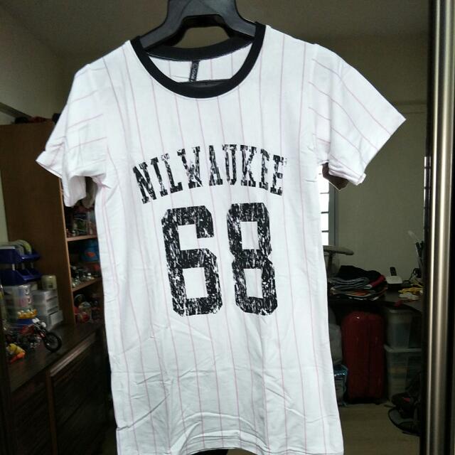 pink and white baseball jersey