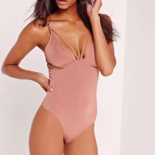 MISSGUIDED strap detail harness bodysuit pink