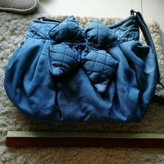 Naraya Blue Cloth Bow Sling Bag