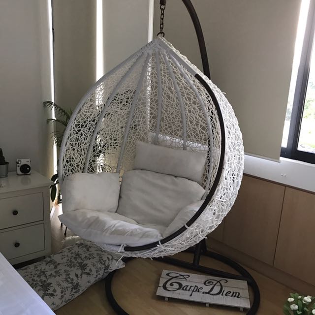 Bargain White Swinging Chair Furniture Home Decor On Carousell