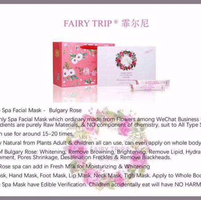 Fairy Trip Spa Facial Mask Bulgary Rose Health Beauty Bath Body On Carousell