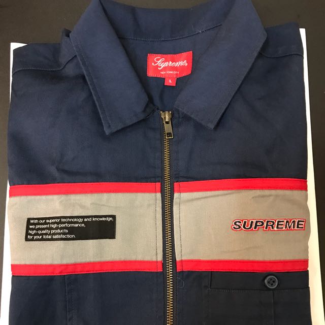 supreme zip up work shirt