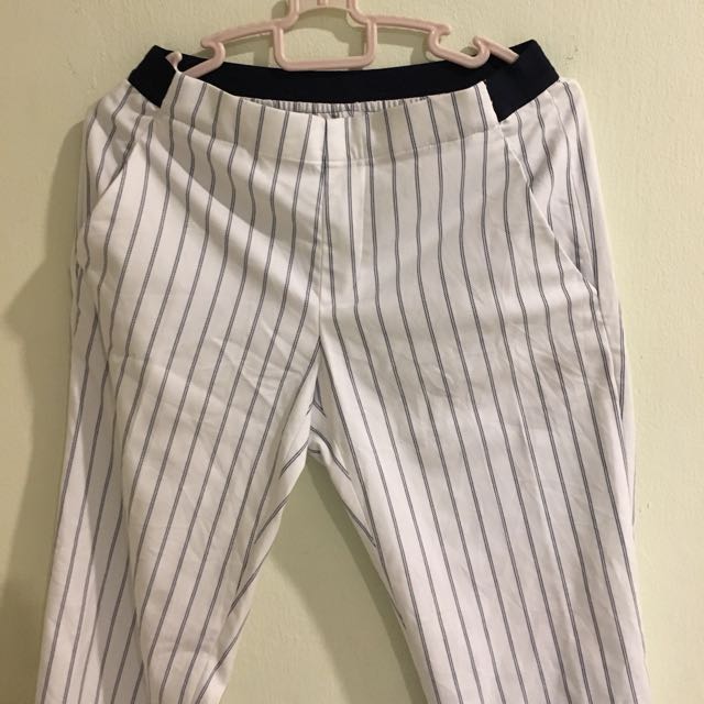 white pants with stripes