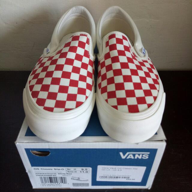 Red and white checkered vans mens outlet
