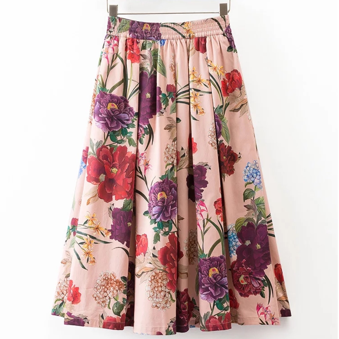 zara pink floral skirt