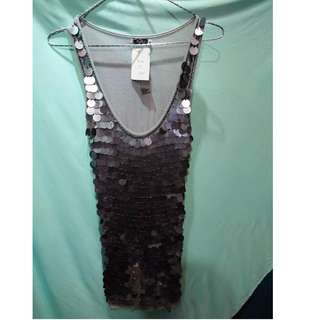Silver metalllic gatzby mini dress/long top