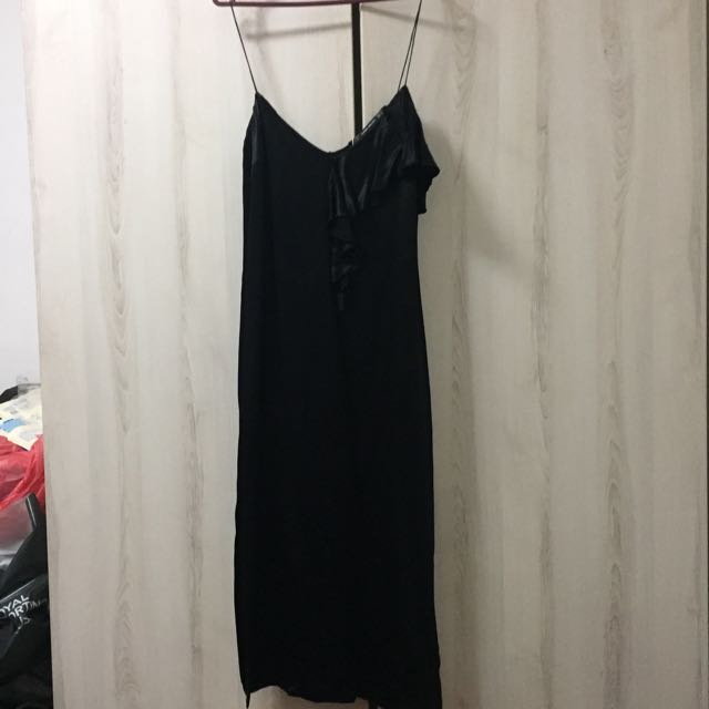 zara black slip dress
