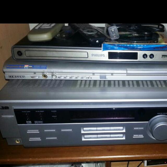 Home Theatre, JVC Amplifier + L.A. Loud Speaker + DENNON SPEAKER,, TV